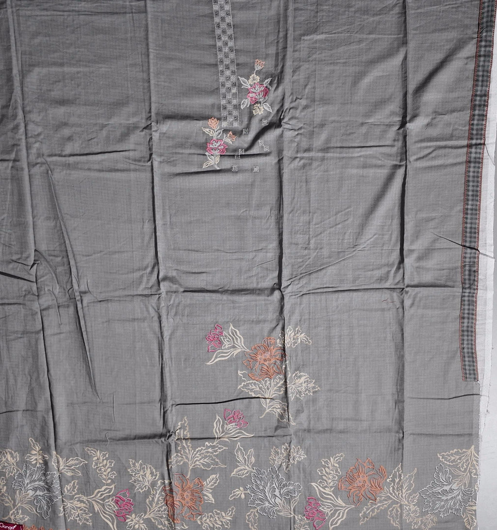 Charcoal Blossom: Artisanal Unstitched Suit Fabric