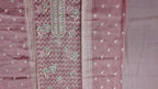 Chic Coral Unstitched Suit: Intricate Embroidery & Luxurious Texture