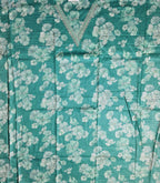 Serene Aqua Blossoms: Unstitched Suit with Intricate Lace
