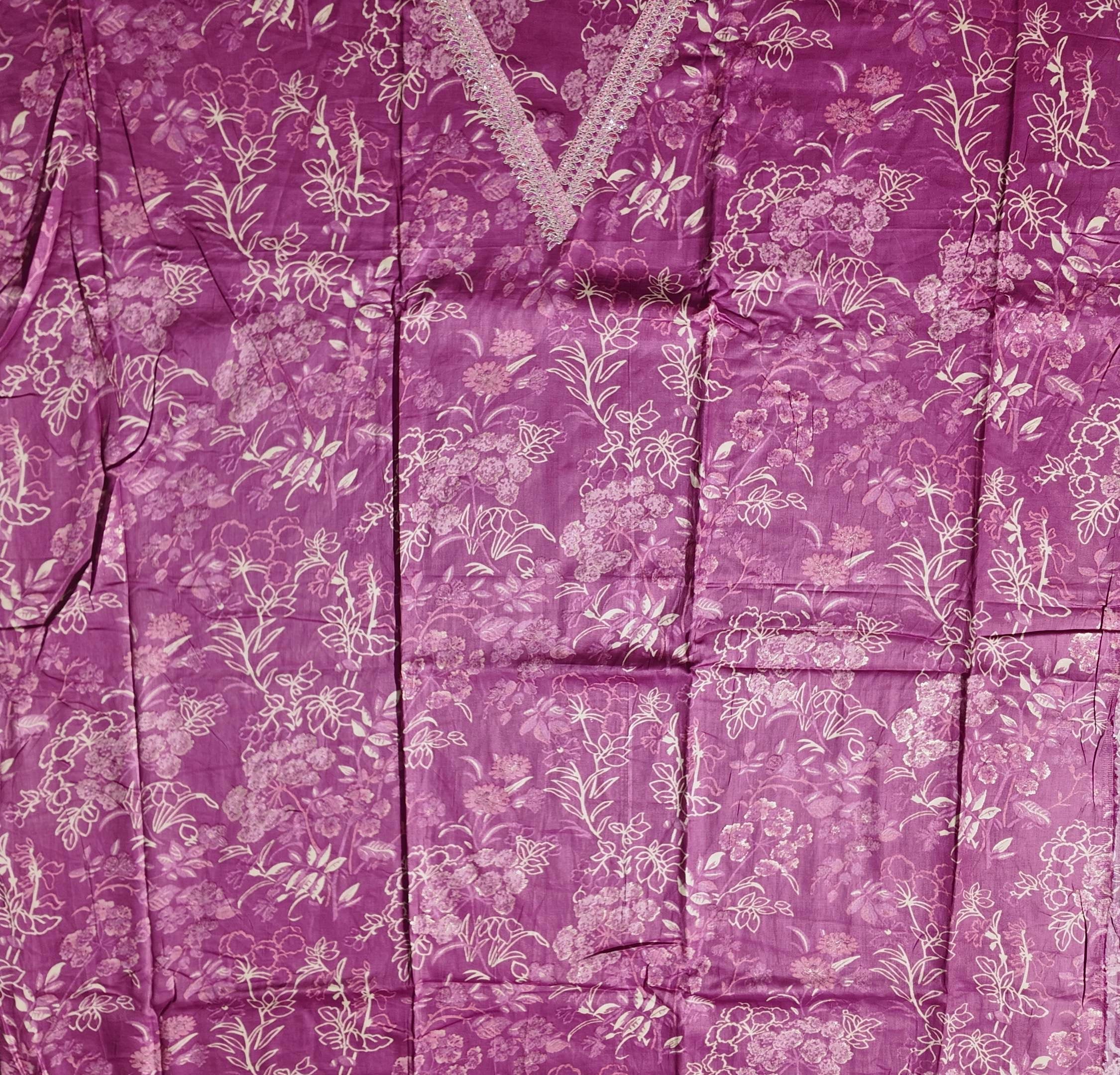 Vivid Plum Floral Unstitched Suit with Intricate Embroidery