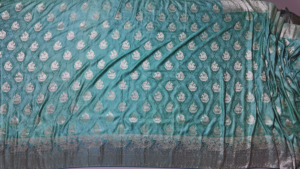 Artisan's Dream: Luxurious Teal & Silver Unstitched Suit",