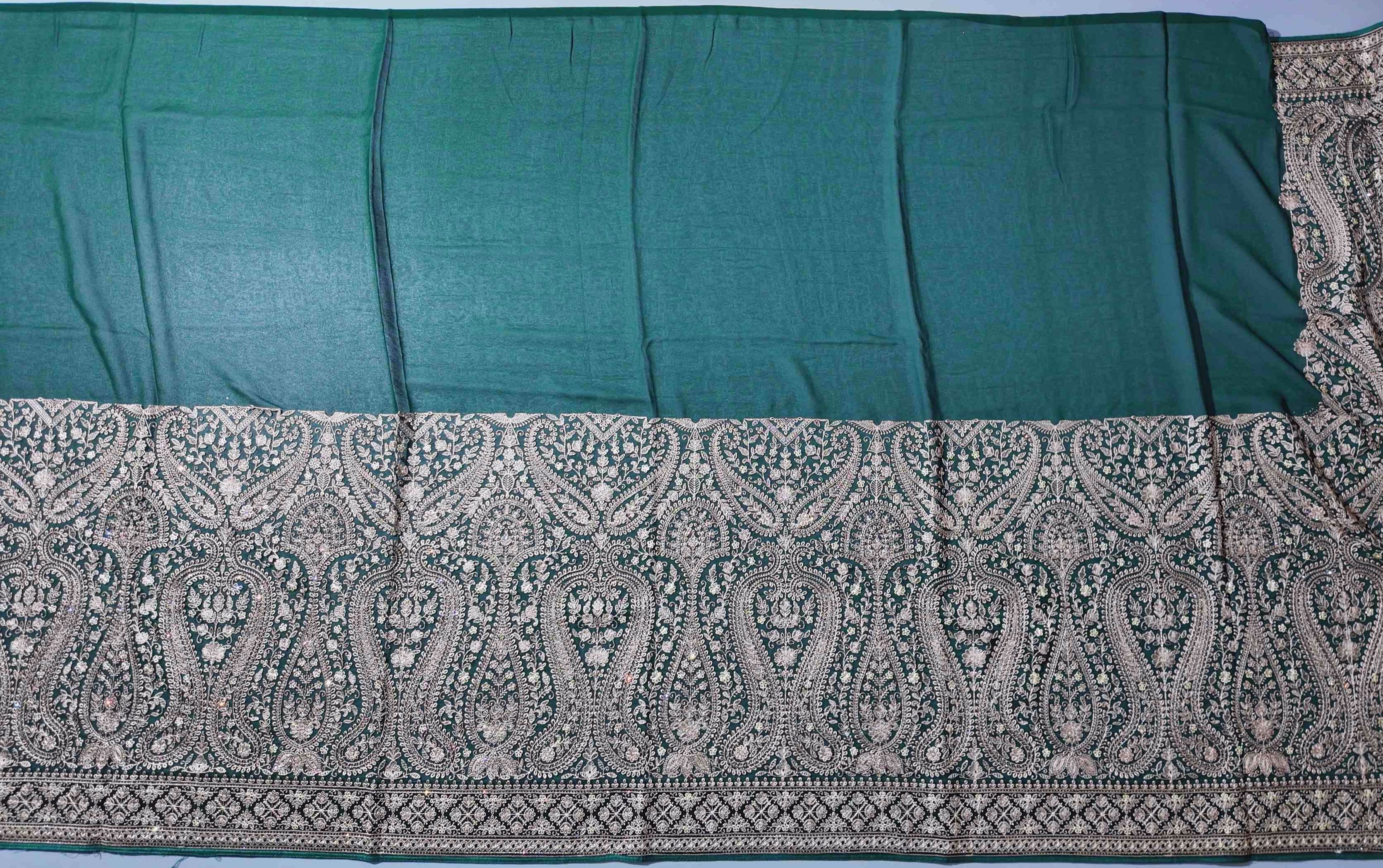 Regal Olive Tapestry Saree with Intricate Gold Threadwork",