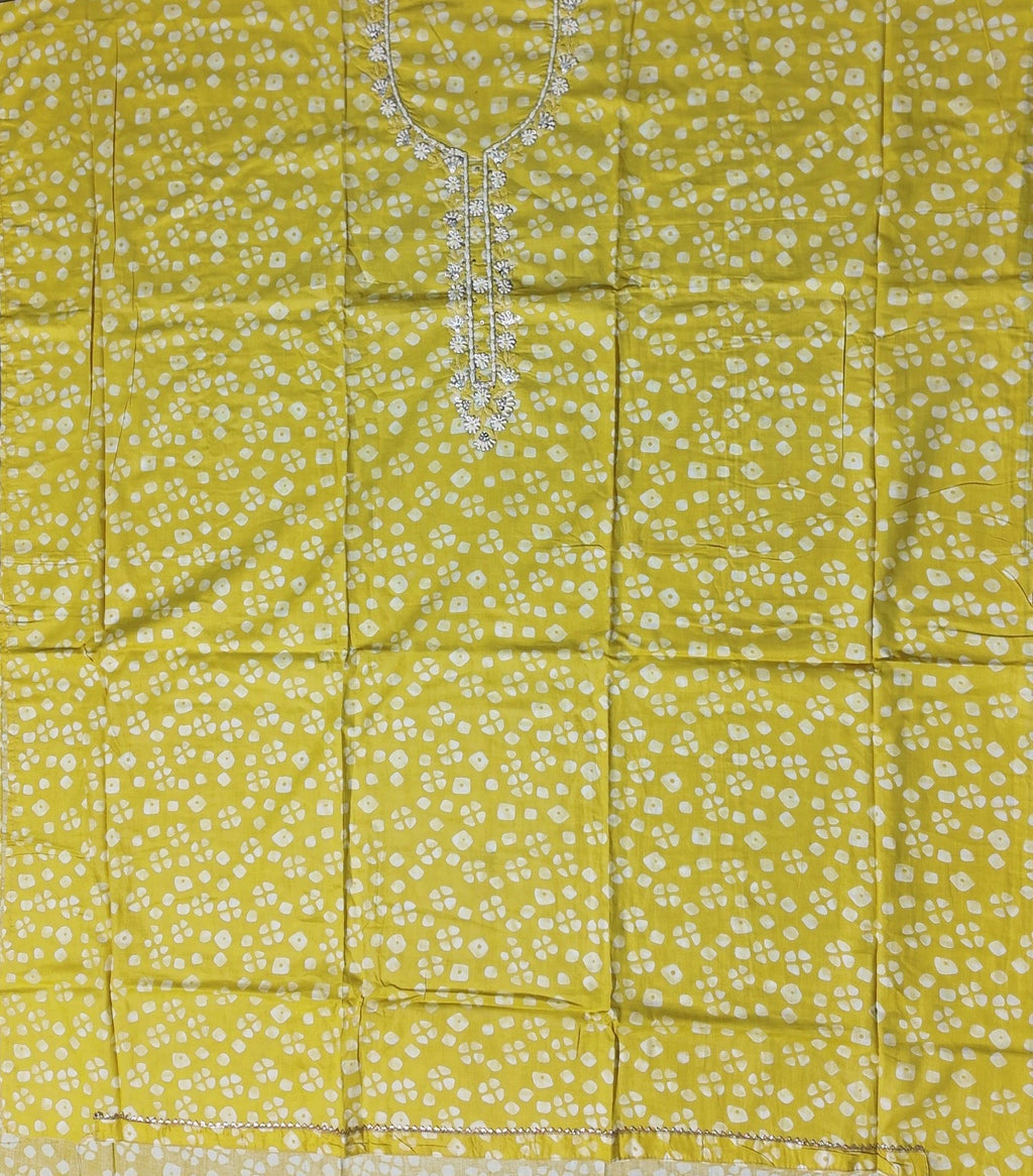 Sunlit Charm: Handcrafted Yellow Unstitched Suit",