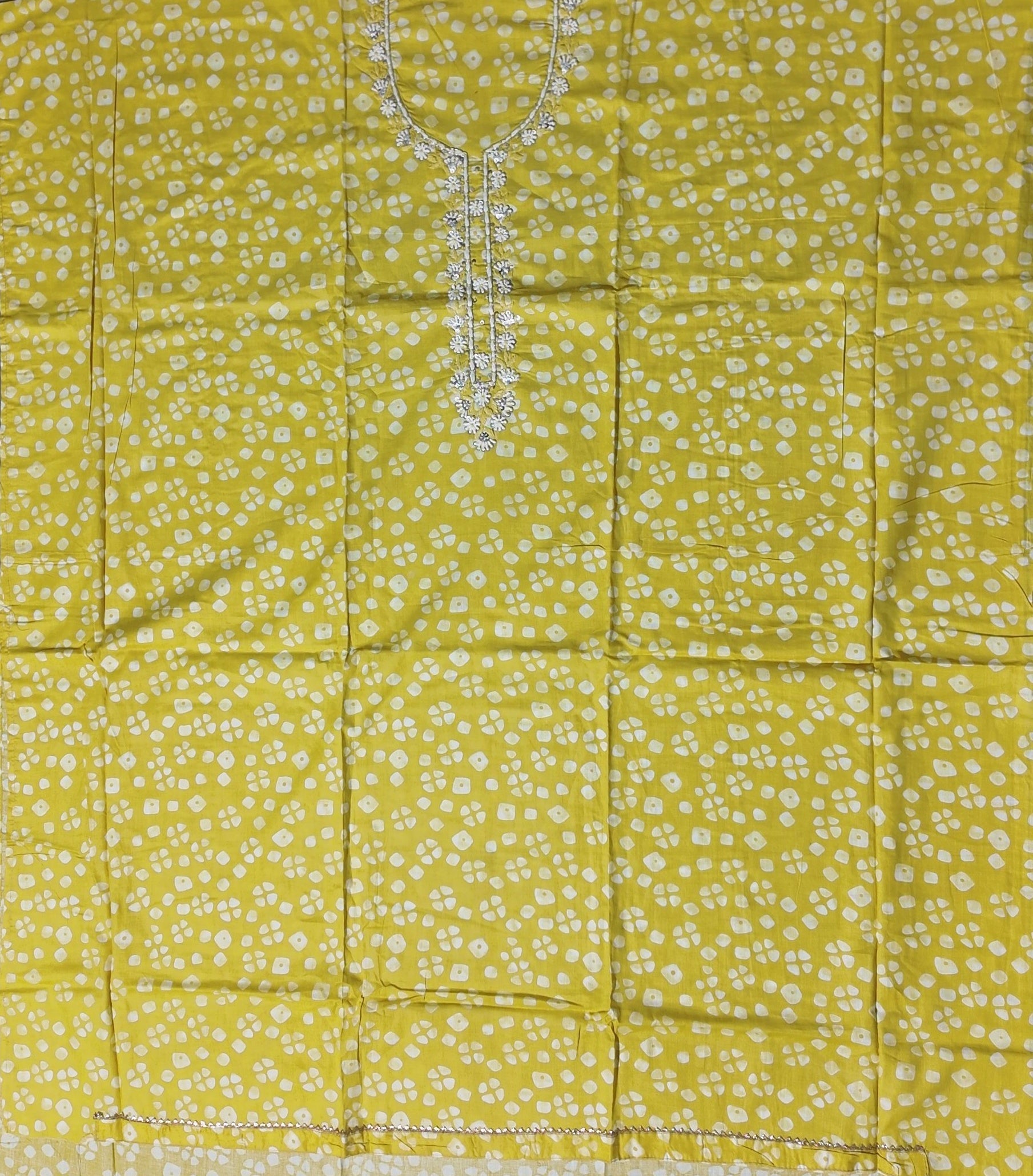 Sunlit Charm: Handcrafted Yellow Unstitched Suit",