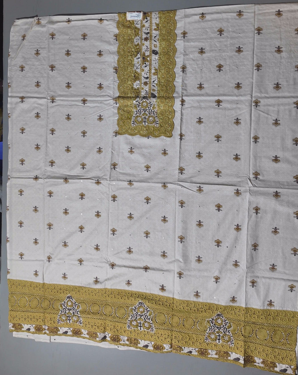 Radiant Gold Embroidered Unstitched Suit - Festive Delight",