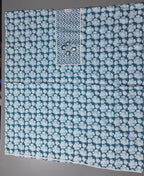 Zigzag Delight: Vibrant Unstitched Suit in Azure Bloom