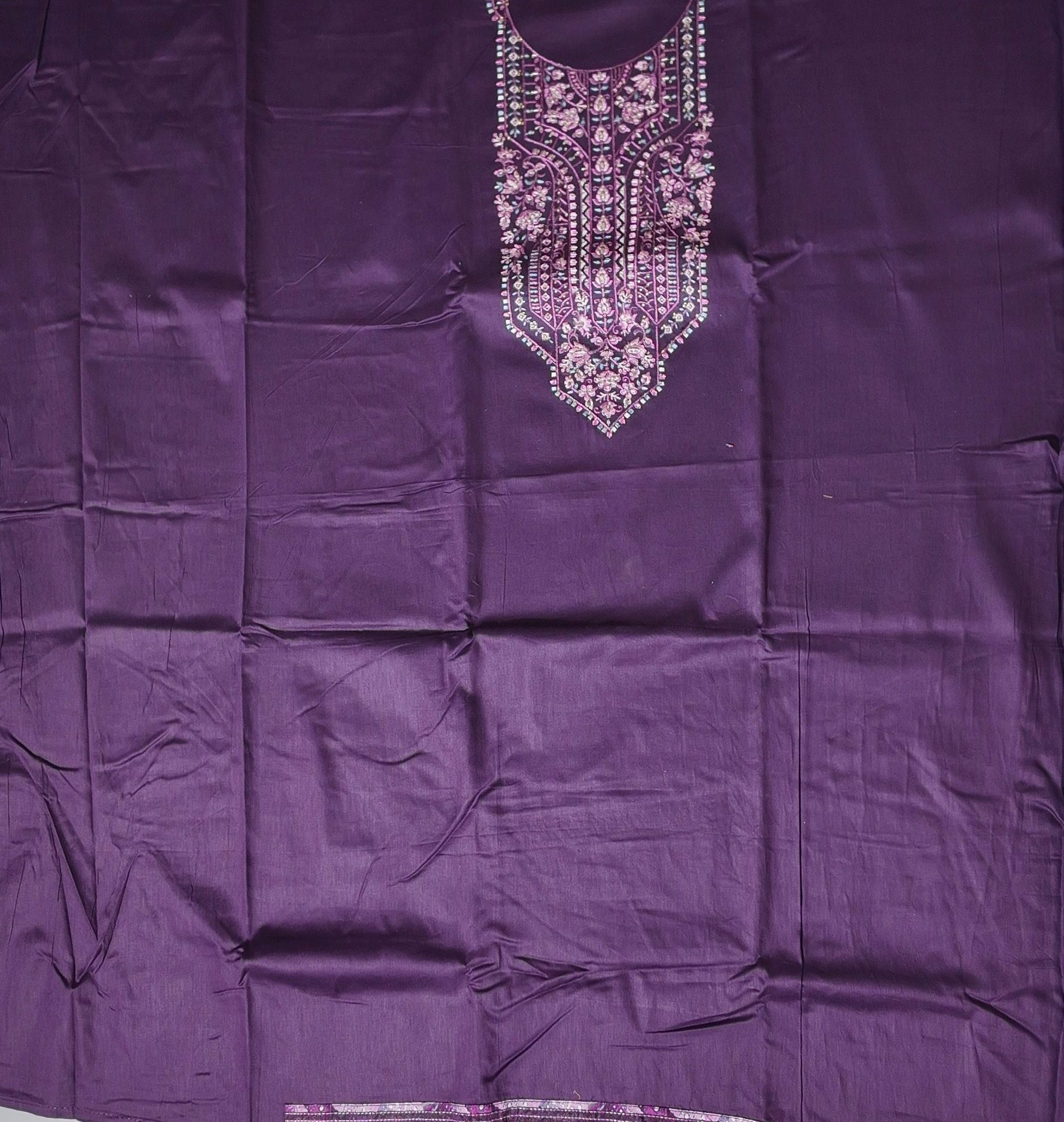 Regal Vine: Purple Embroidered Unstitched Suit