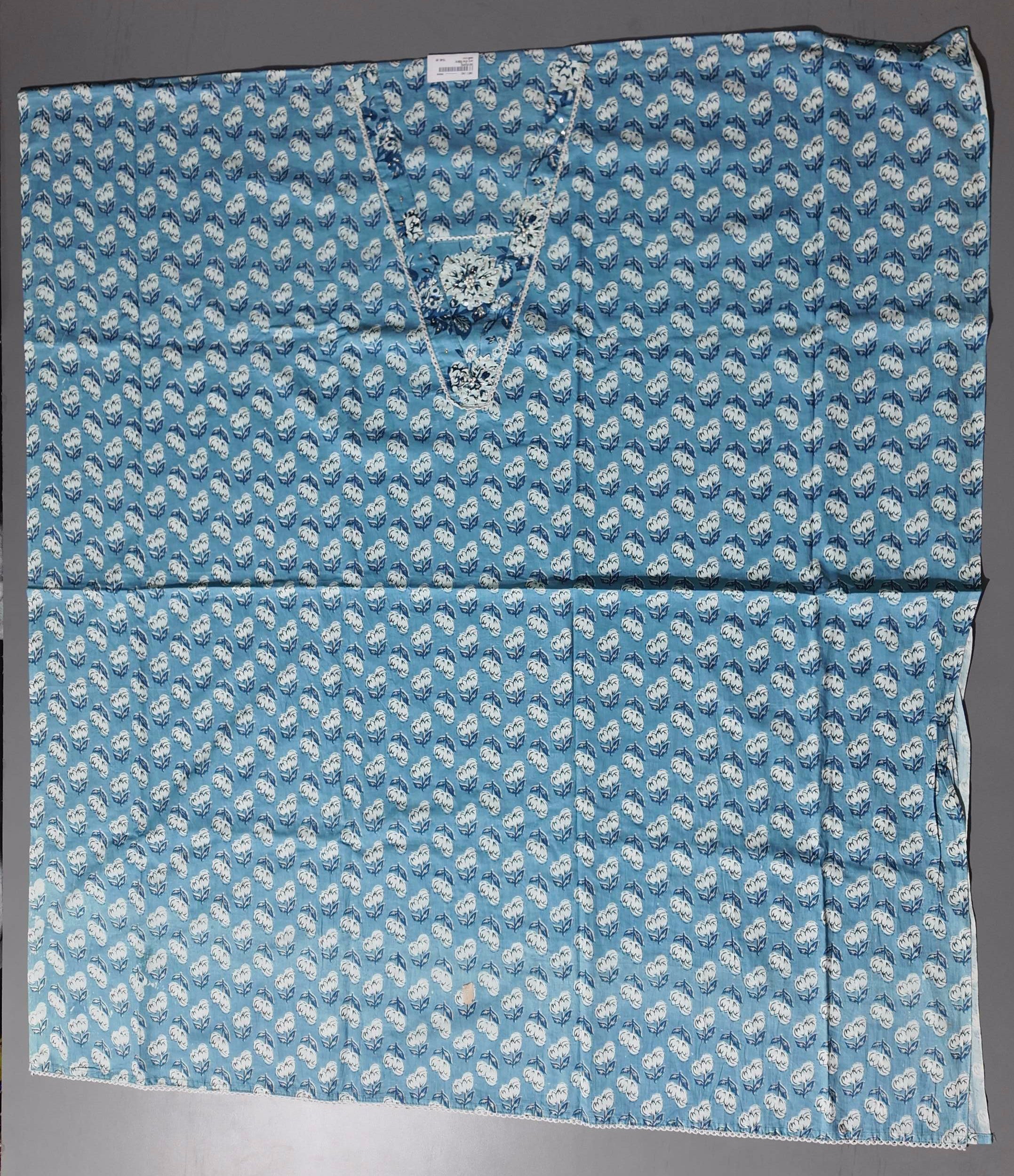 Azure Blossom Unstitched Suit: Your Canvas for Elegance