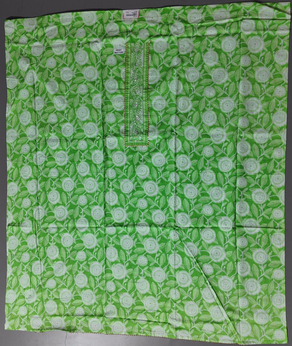 Vibrant Green Botanical Unstitched Suit with Intricate Embroidery