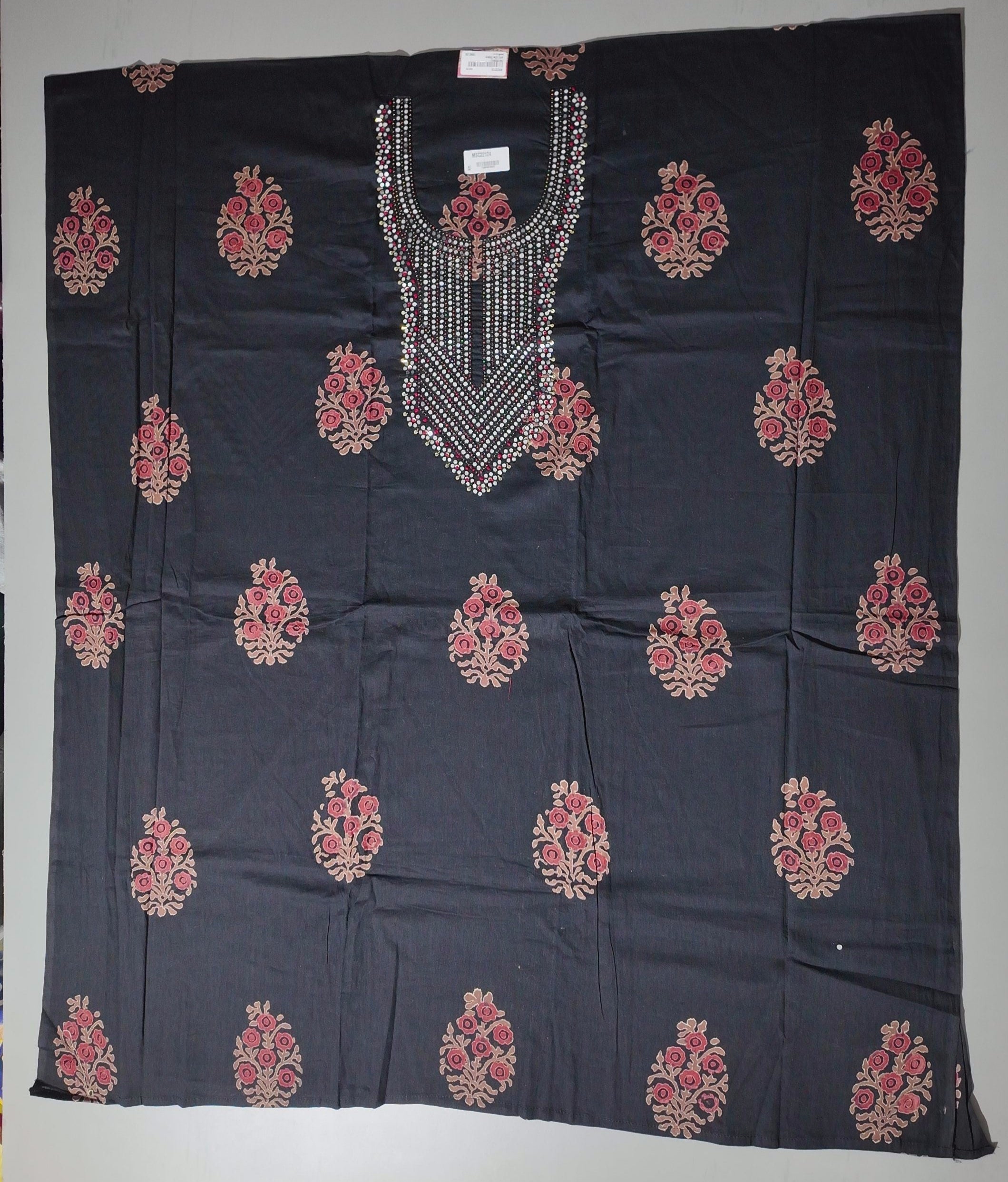 Festive Charisma: Unstitched Black Floral Splendor