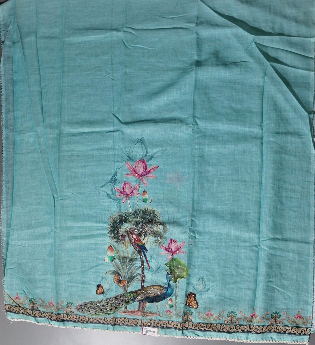 Exotic Paradise: Vibrant Wildlife Unstitched Suit Fabric
