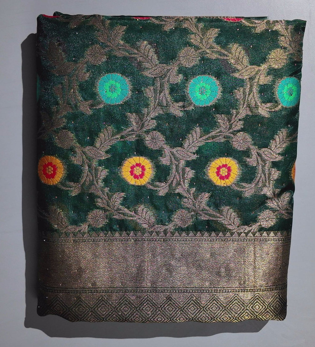 Emerald Elegance: Festive Green Tapestry Saree",