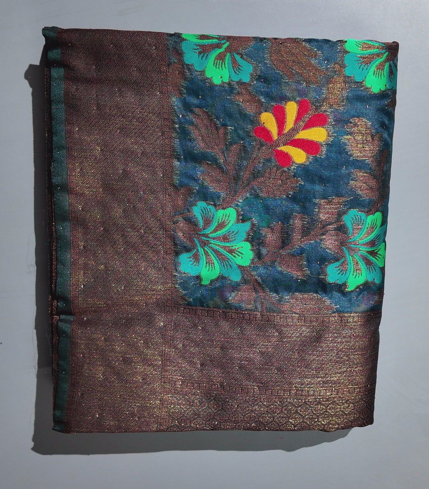 Vibrant Midnight Blossom Georgette Saree",