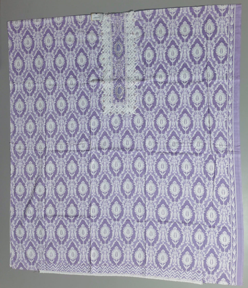 Lavender Dream: Intricate Lace Unstitched Suit