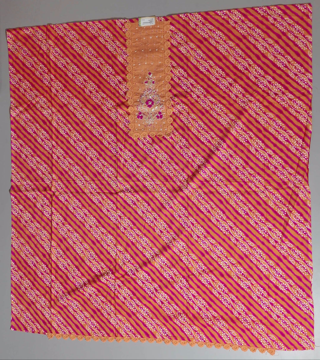Vibrant Tangerine & Magenta Unstitched Suit with Intricate Embroidery