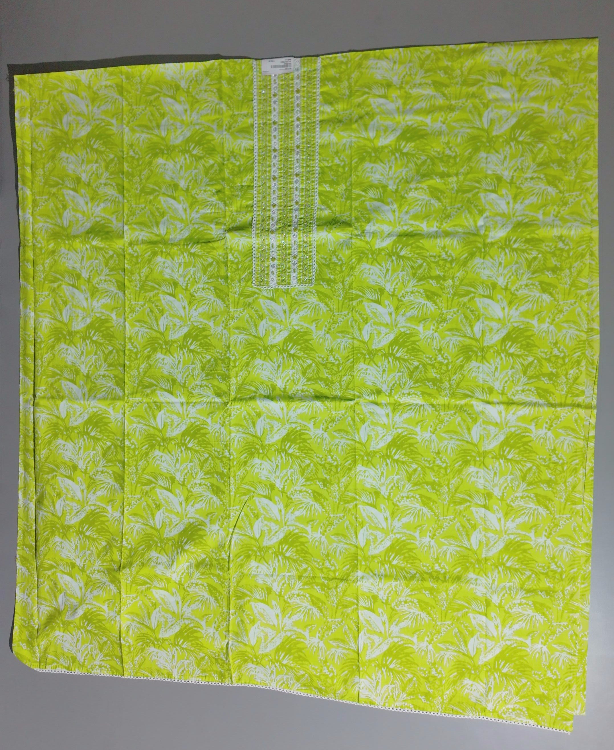 Lime Radiance: Tropical Unstitched Suit Canvas