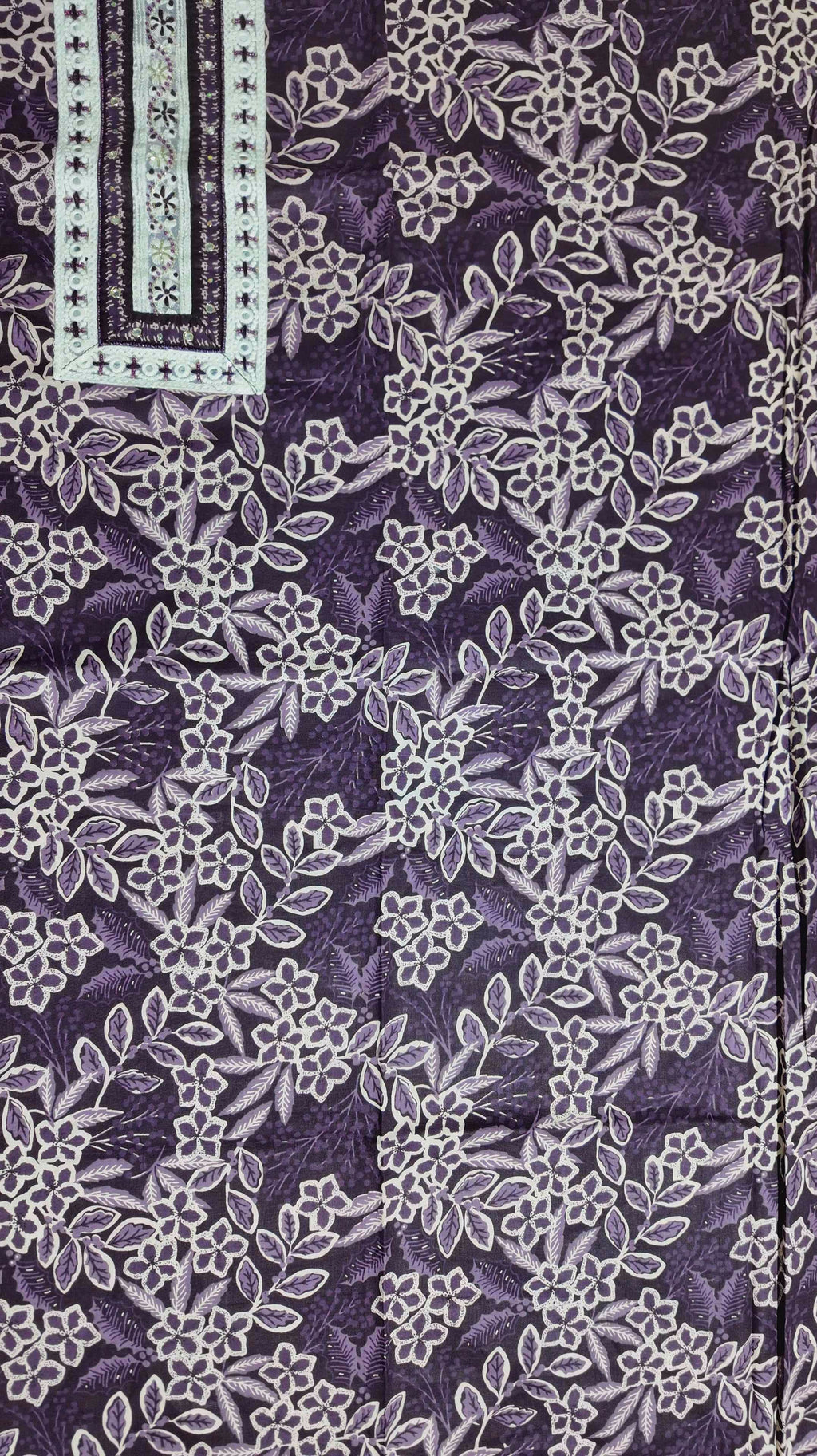 Lavender Bloom: Exquisite Embroidered Unstitched Suit