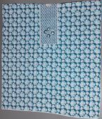 Azure Blossom Unstitched Suit: Artistry in Blue and White
