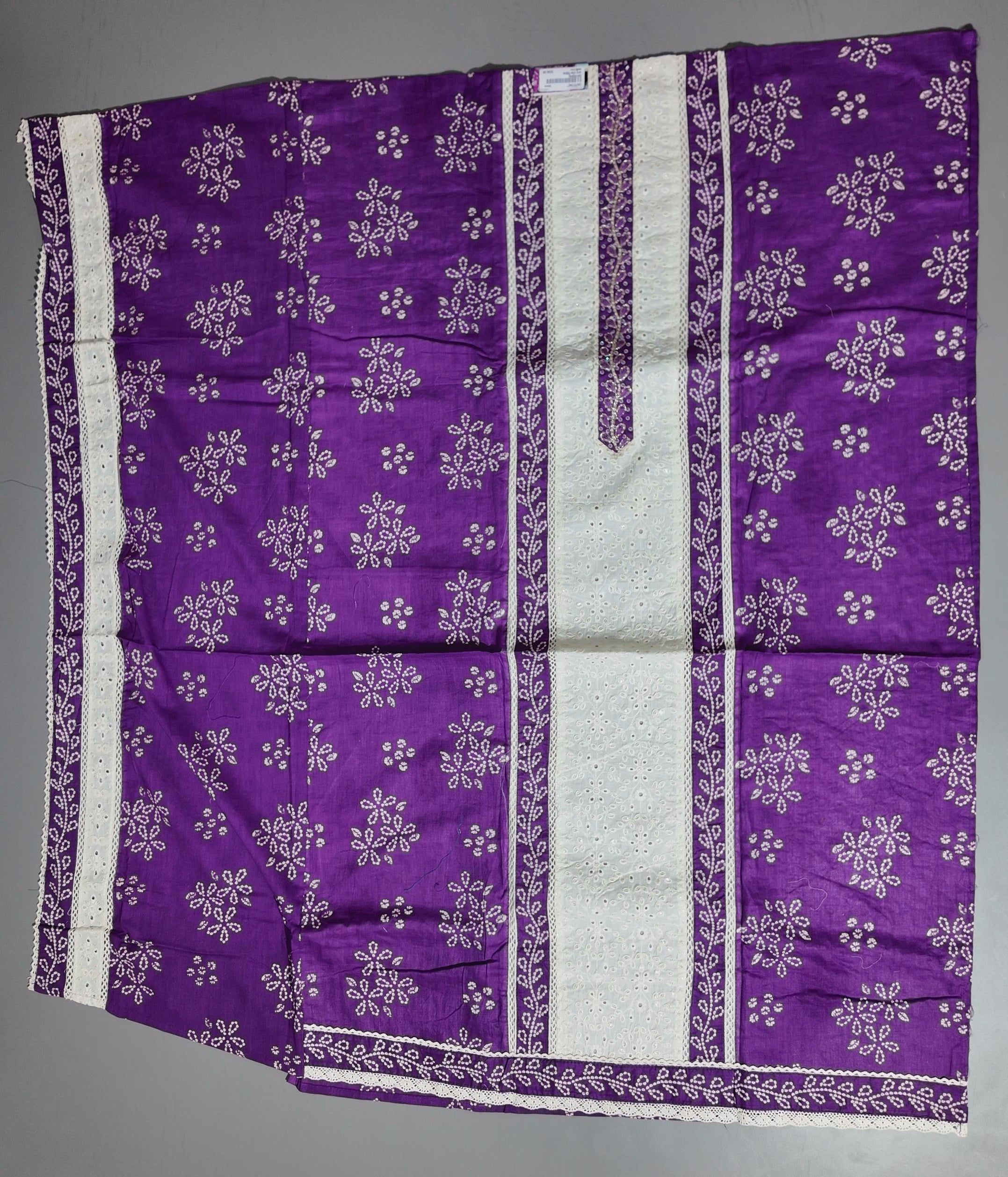 Majestic Violet & Ivory Unstitched Suit with Delicate Embroidery