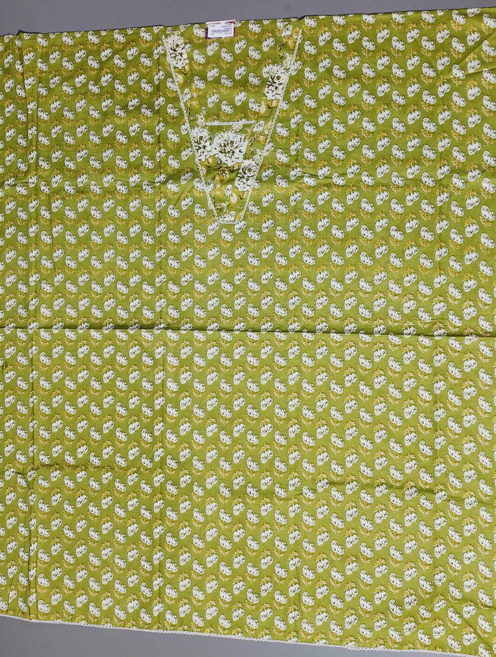 Charming Floral Delight Unstitched Suit in Vibrant Olive
