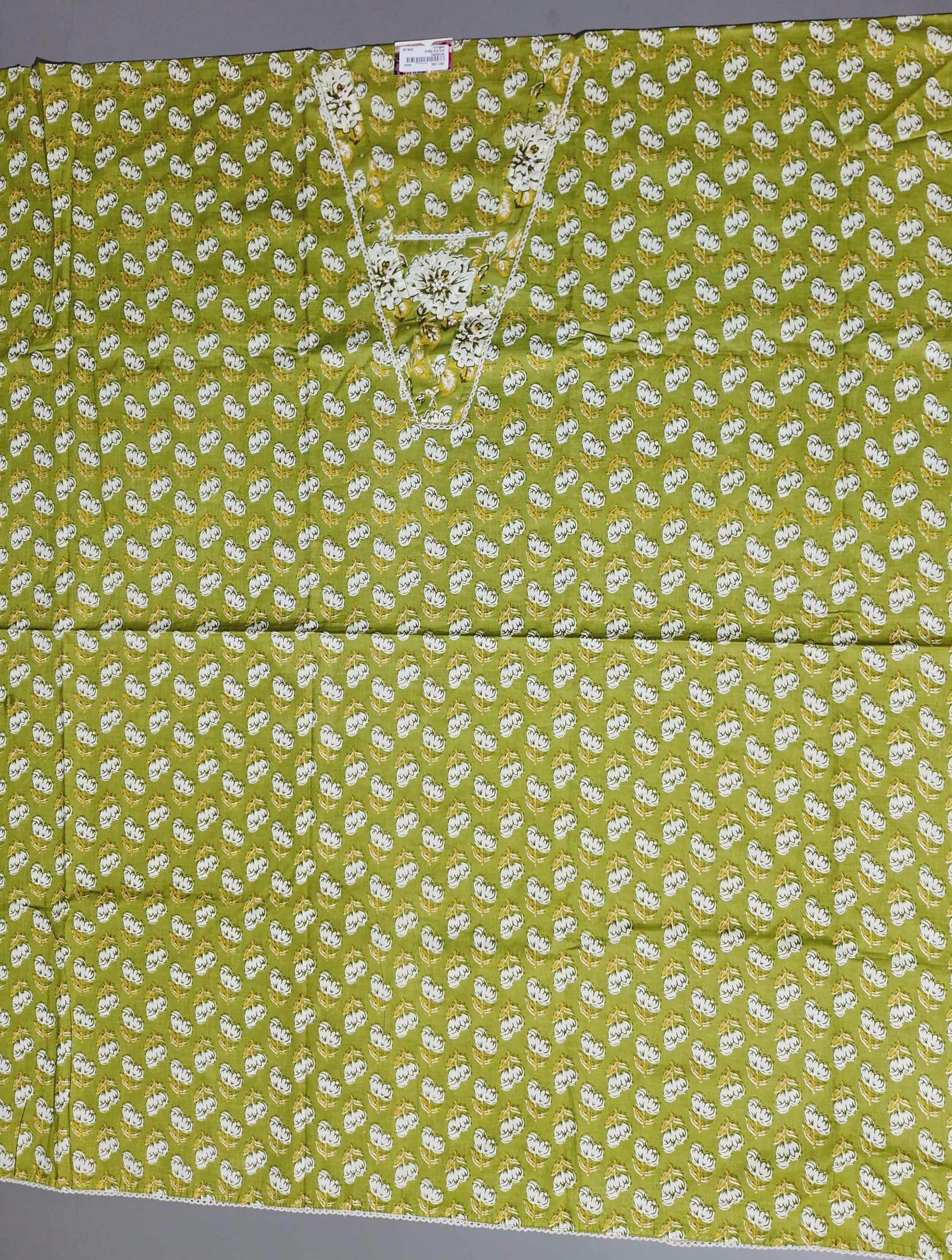 Charming Floral Delight Unstitched Suit in Vibrant Olive