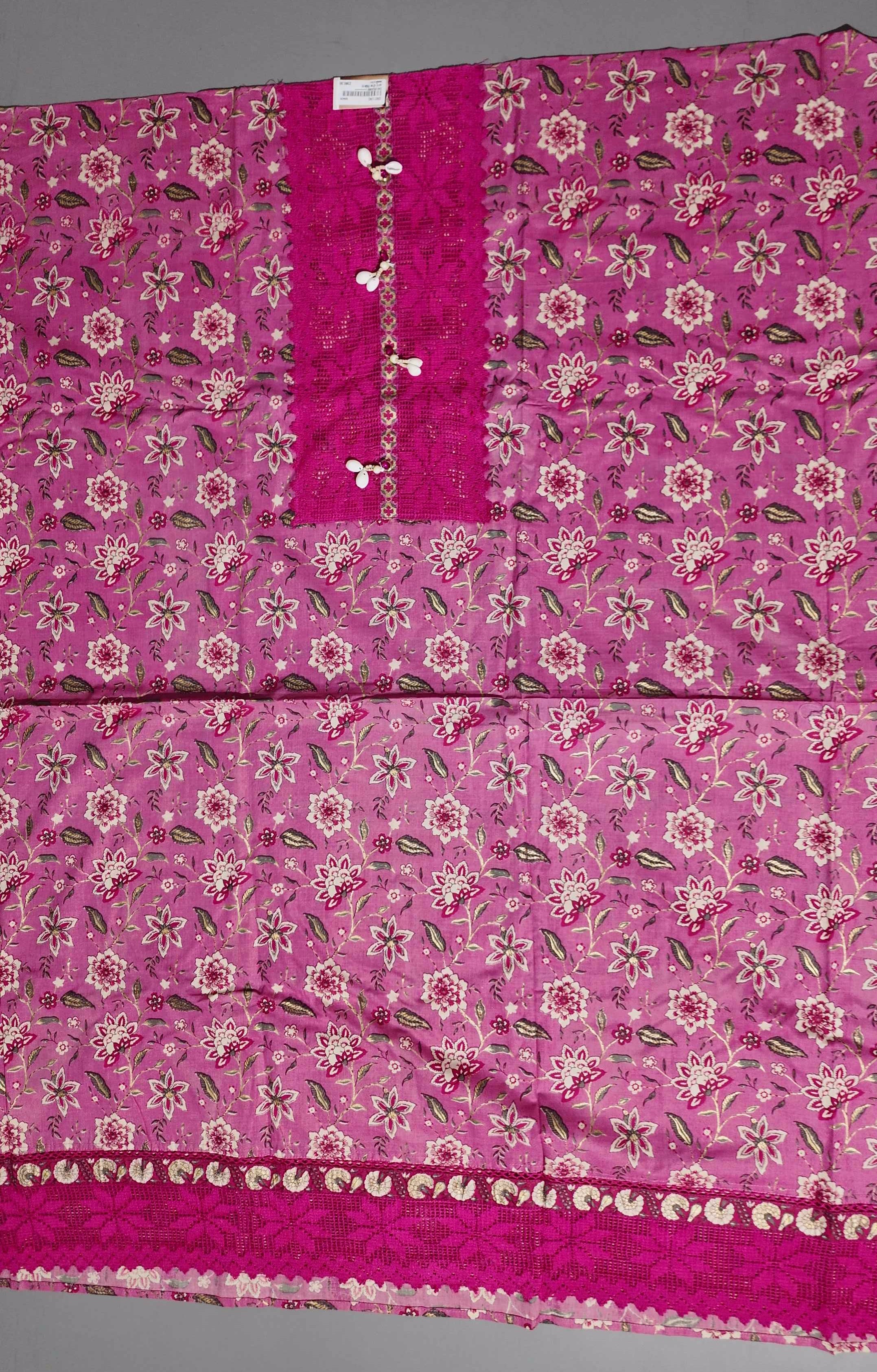 Radiant Magenta Unstitched Suit with Exquisite Lace and Beadwork
