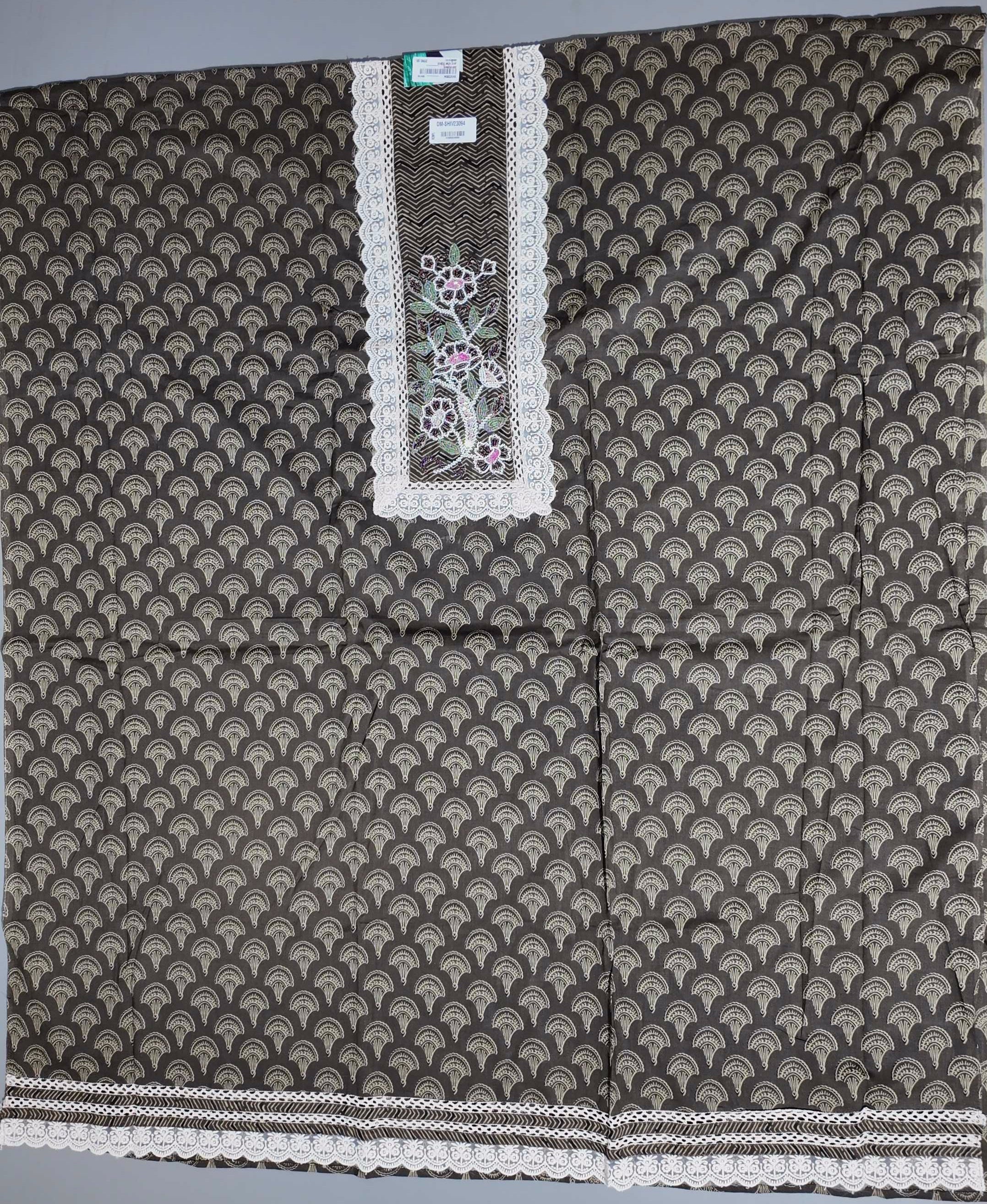 Enchanted Garden Unstitched Suit with Delicate Lace