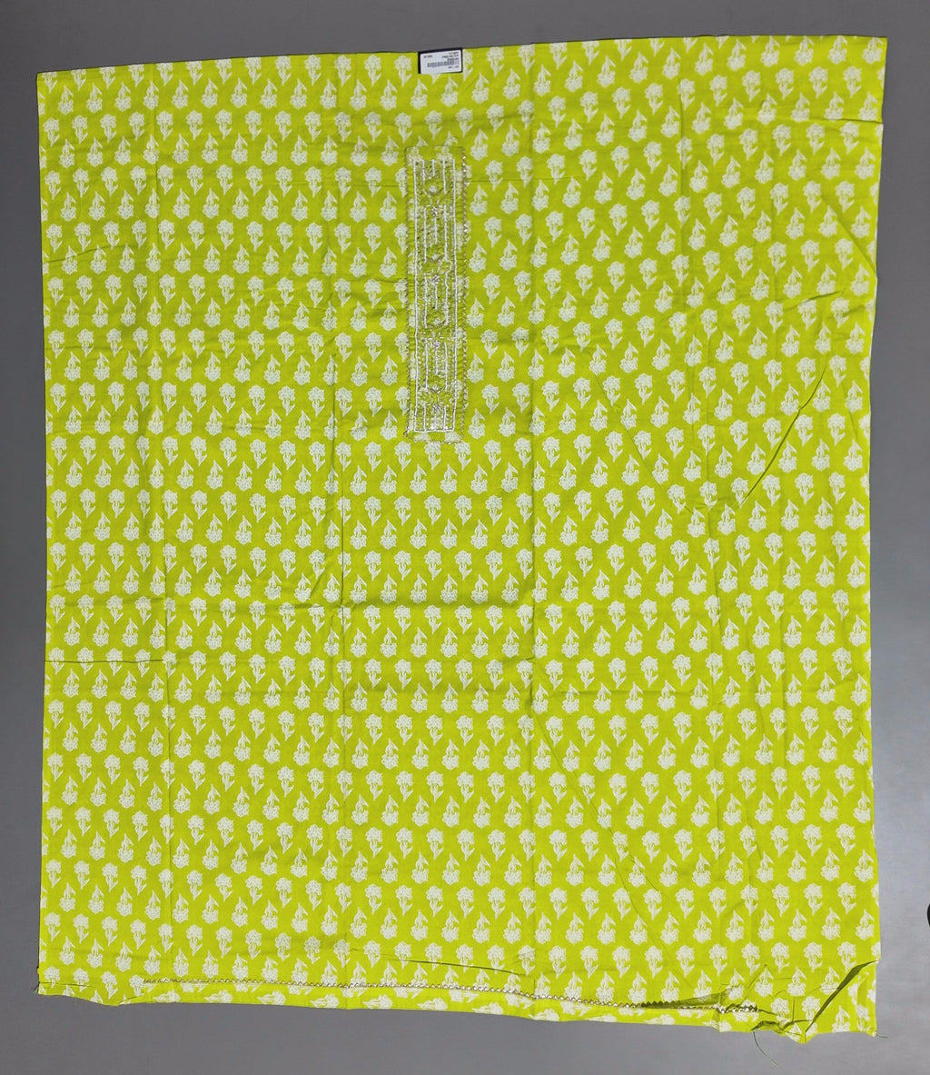 Vibrant Lime Blossom Unstitched Suit: Artisanal Craftsmanship