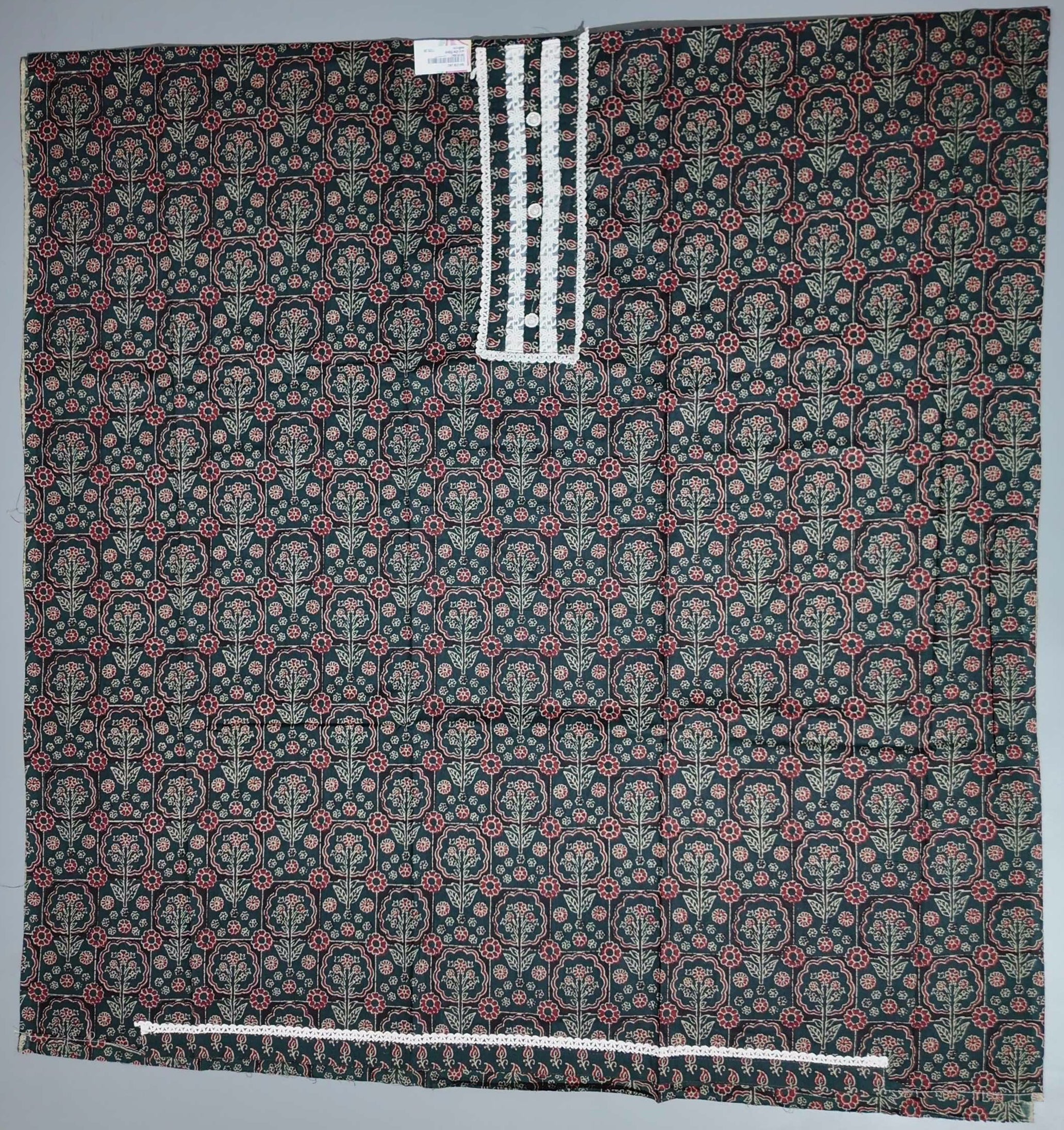 Floral Entwined Unstitched Suit with Lace Details