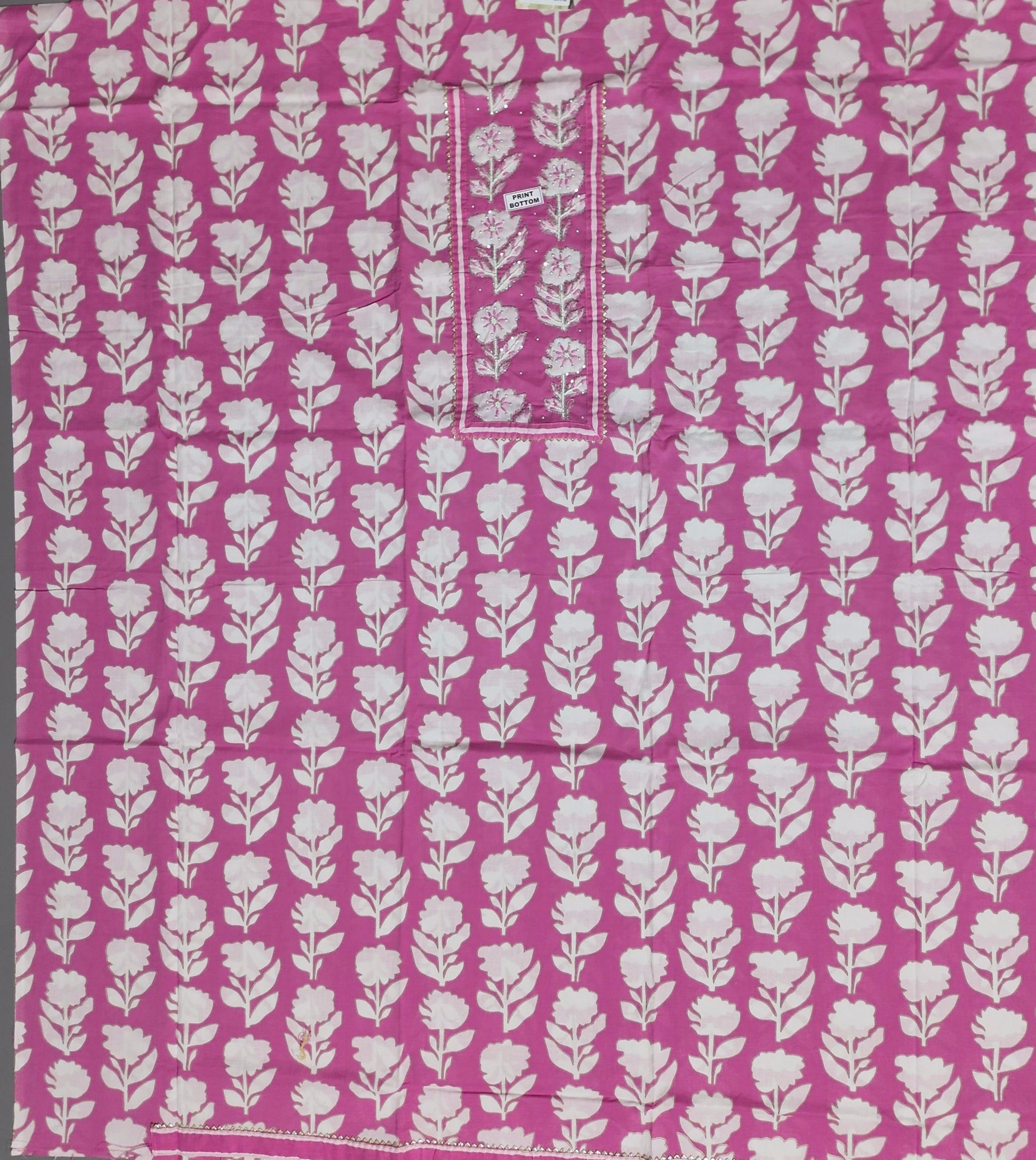Lush Blossom Unstitched Suit in Vibrant Floral Pink