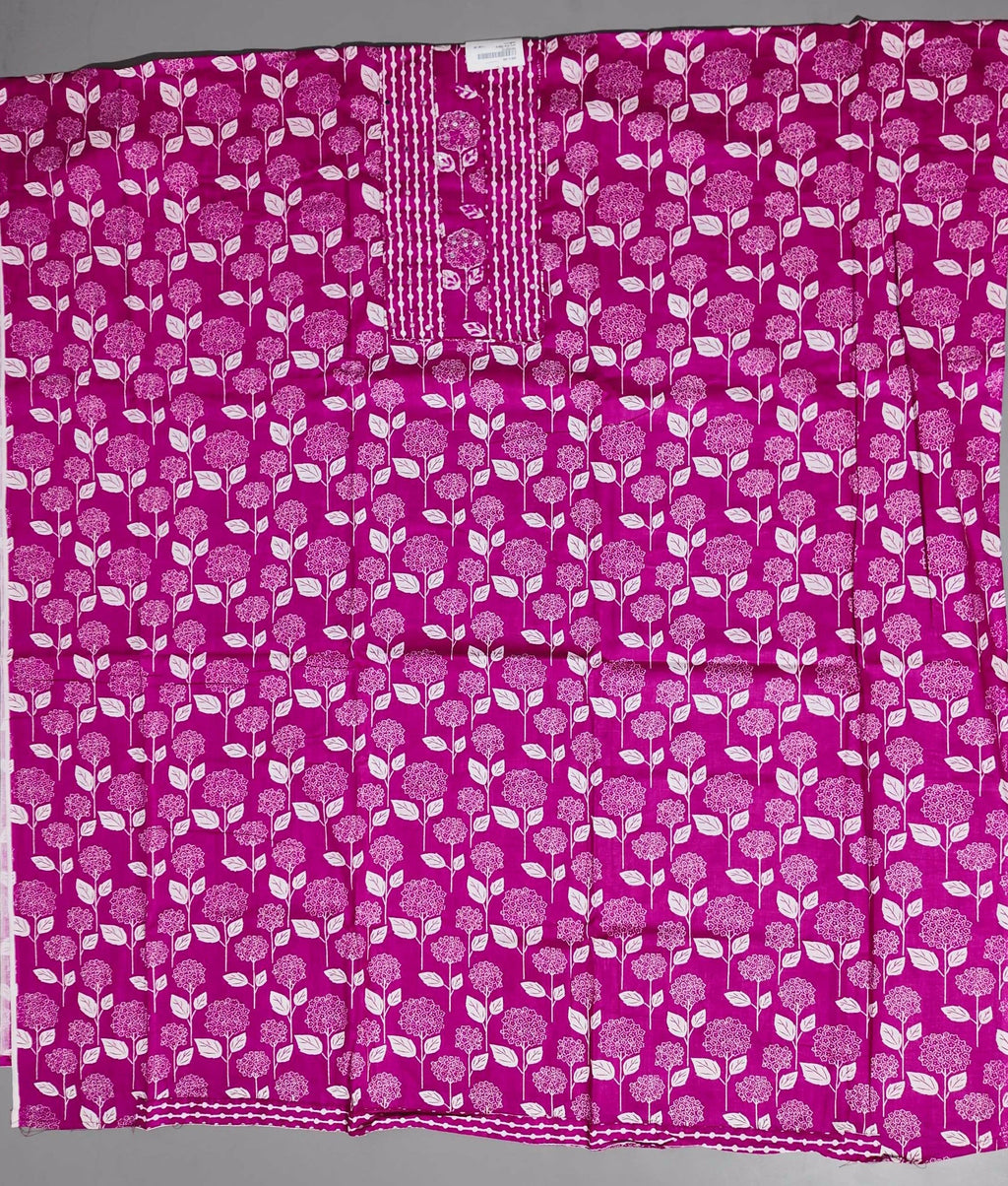 Blossom Symphony: Fuchsia Floral Unstitched Ensemble