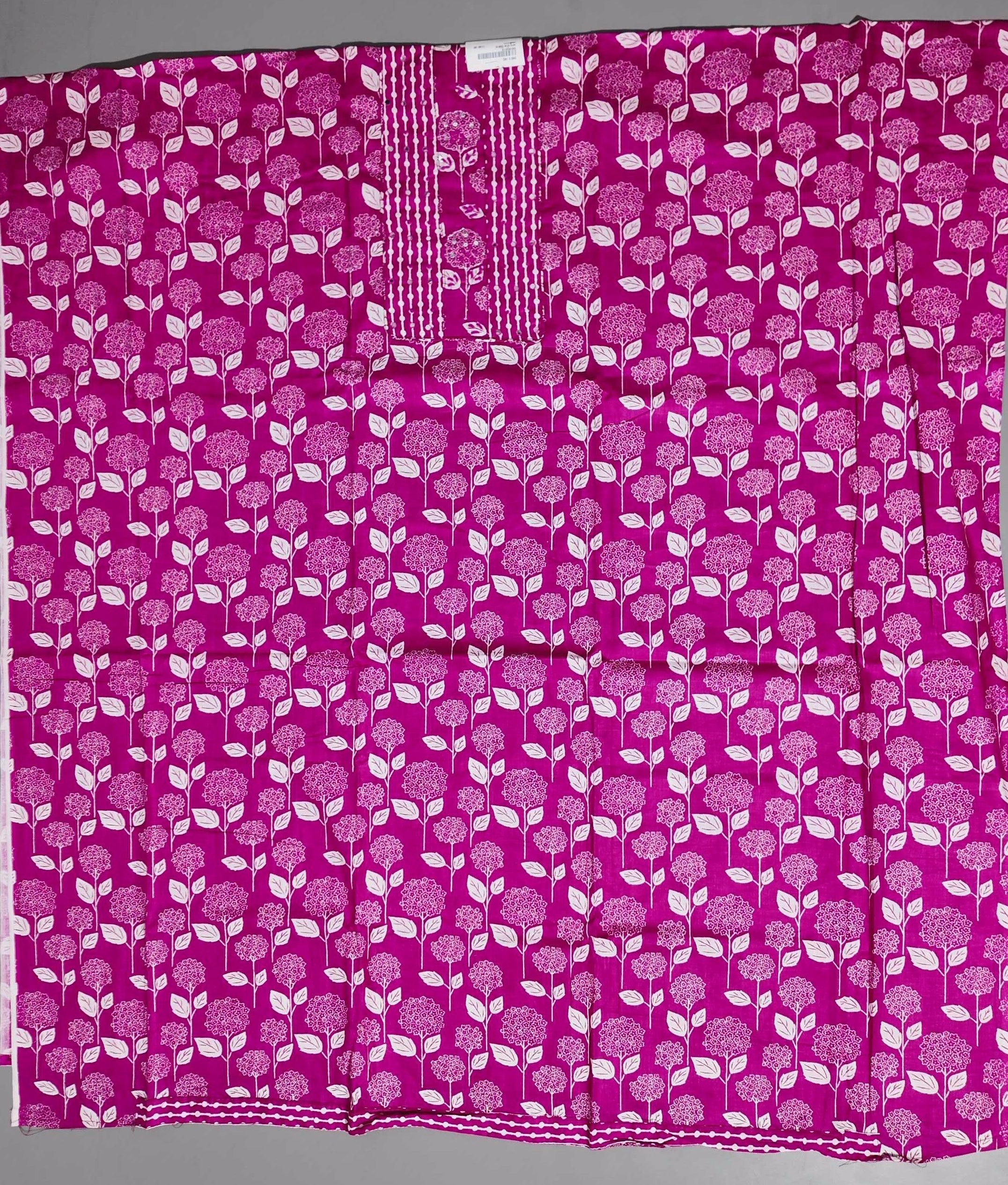 Blossom Symphony: Fuchsia Floral Unstitched Ensemble