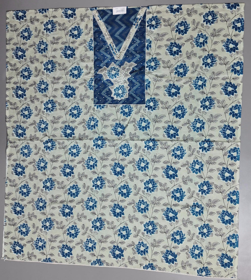 Azure Charm: Artistic Unstitched Suit with Embellished Highlights