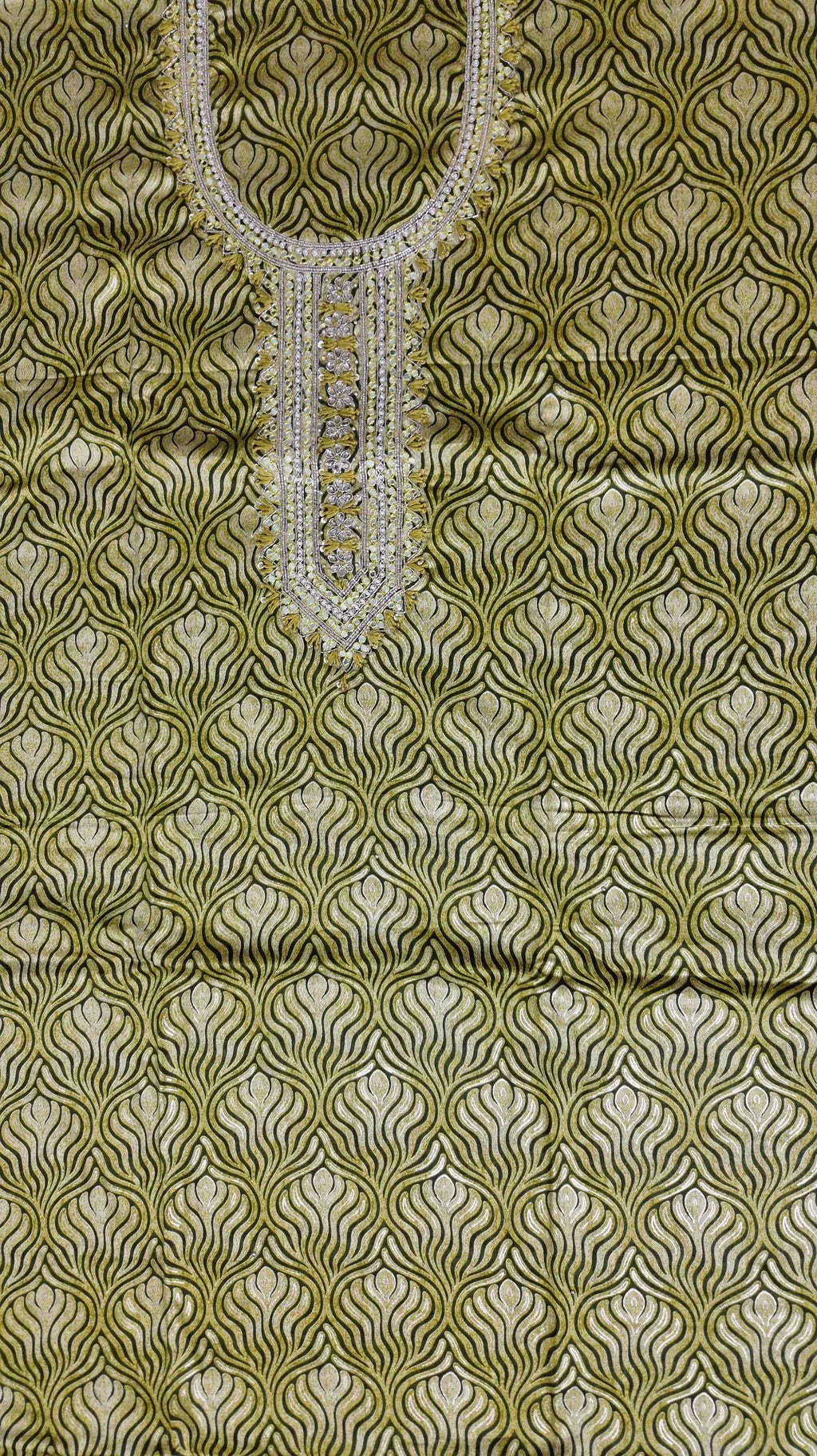 Luxe Radiance Unstitched Suit with Opulent Gold Pattern