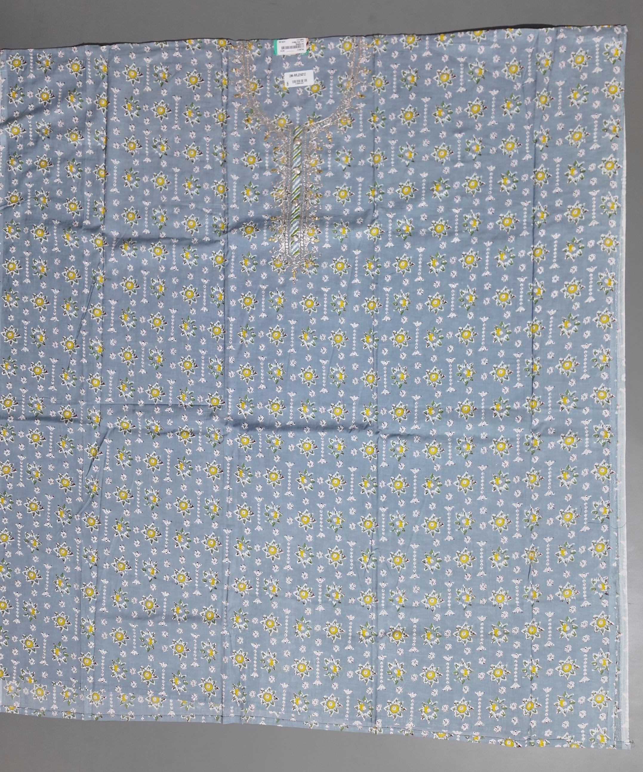 Serene Floral Unstitched Suit – Artisanal Elegance in Blue