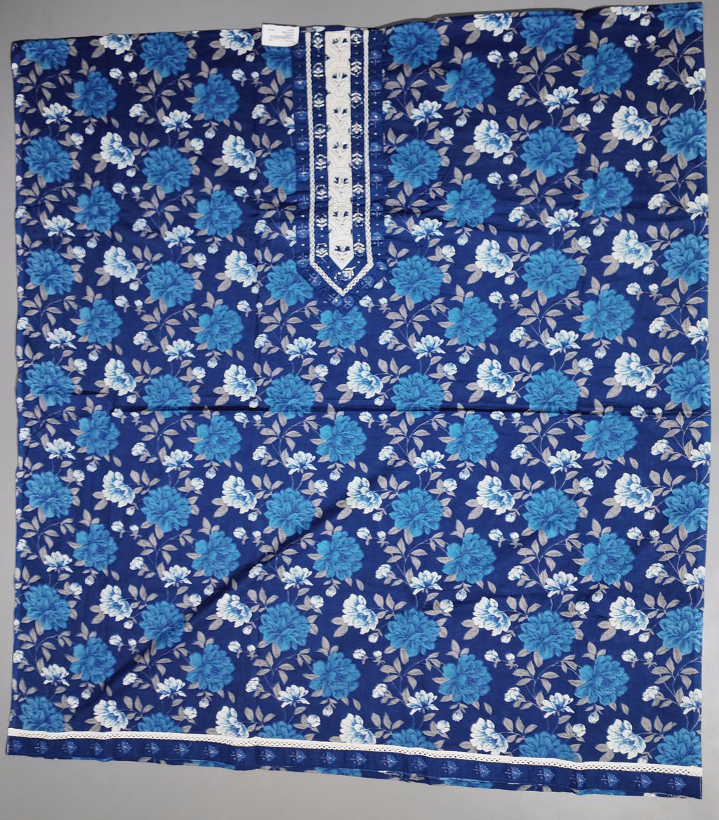 Azure Blossom Unstitched Suit: Craft Your Style