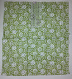 Vibrant Green Chevron & Floral Unstitched Suit