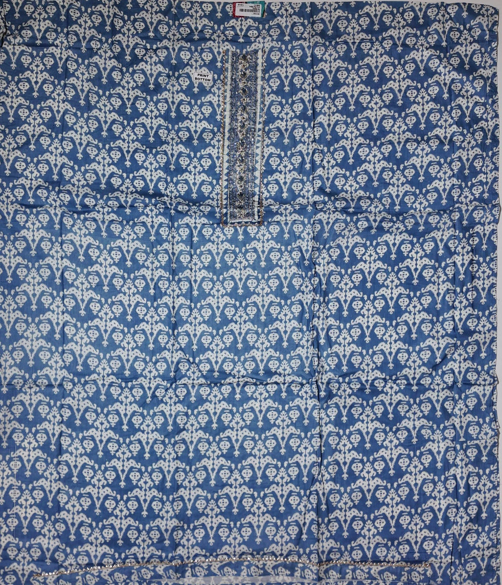 Artisanal Indigo Tapestry Unstitched Suit Fabric