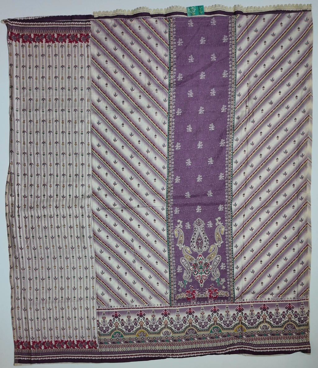 Opulent Paisley Paradise Unstitched Silk Suit - Festive Aura",