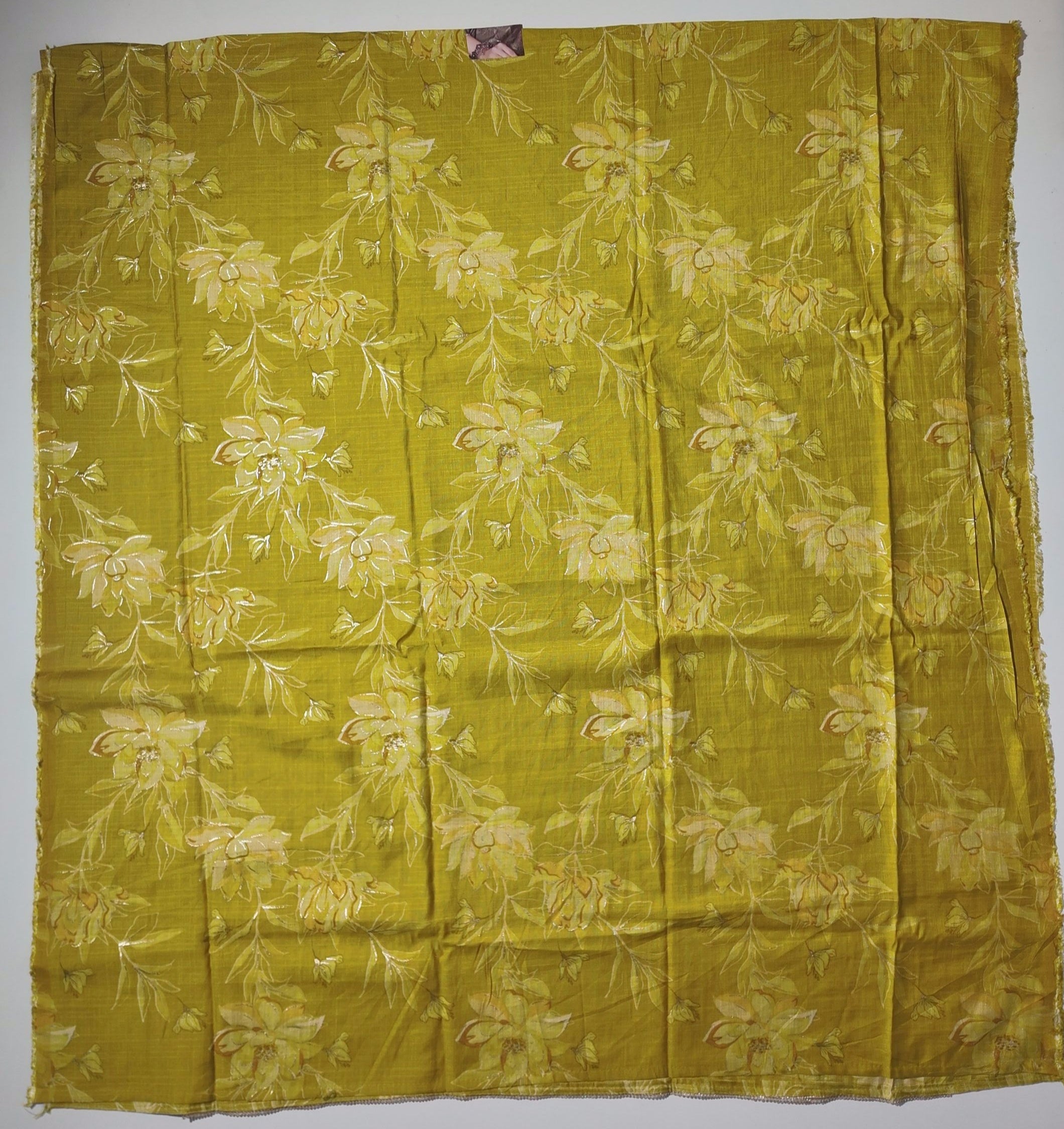 Golden Blossom: Unstitched Suit with Intricate Embroidery