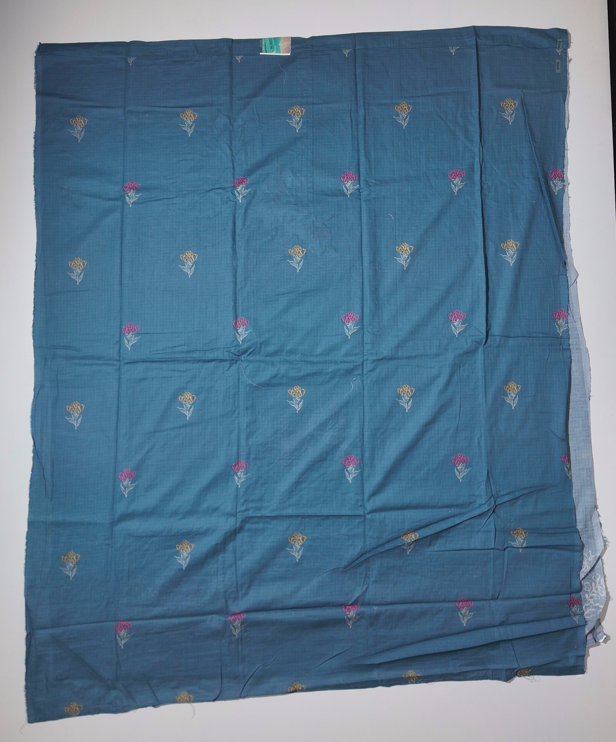 Ocean Teal Unstitched Suit with Artisan Embroidery