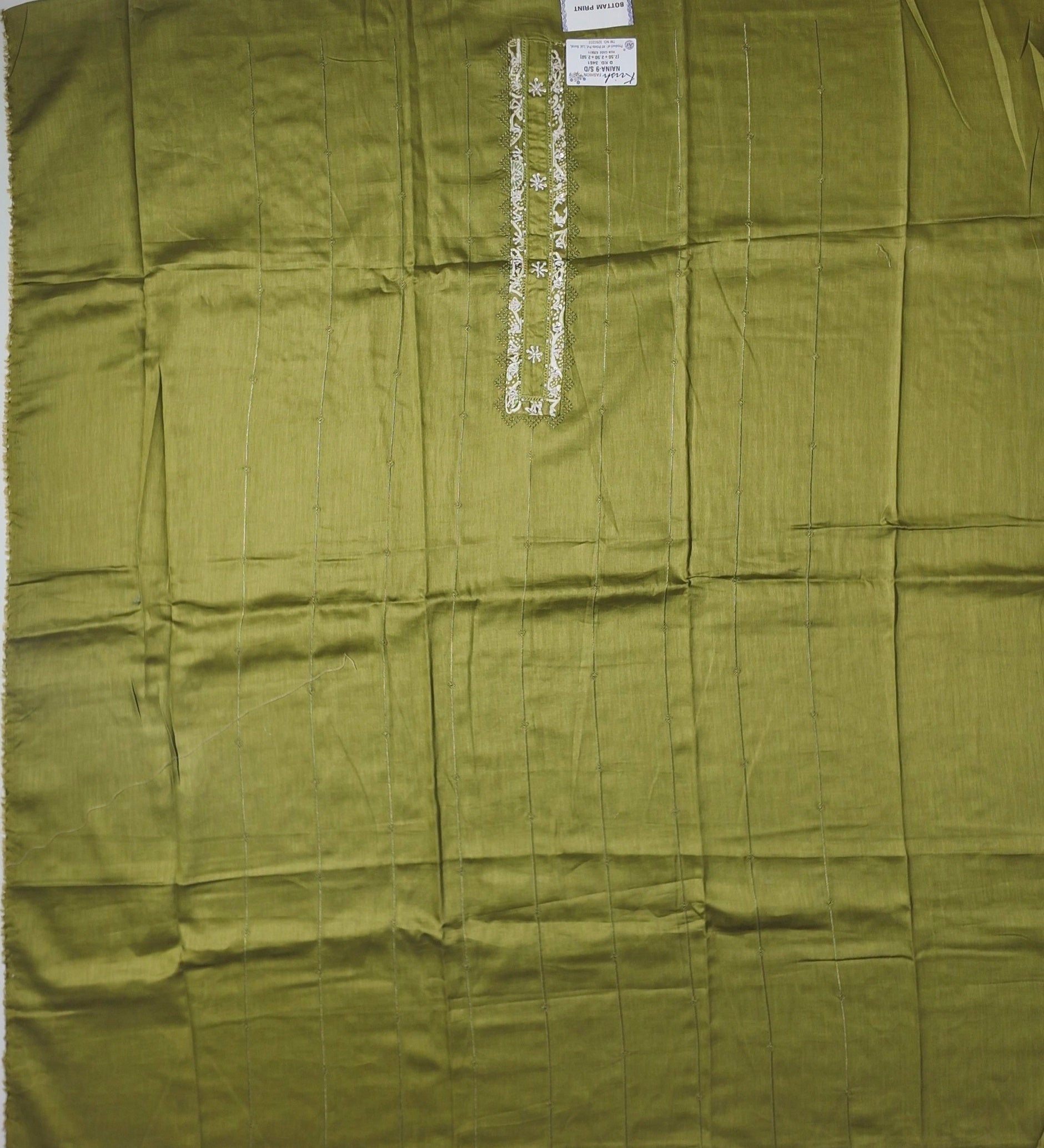 Olive Green Unstitched Suit with Intricate Embroidery