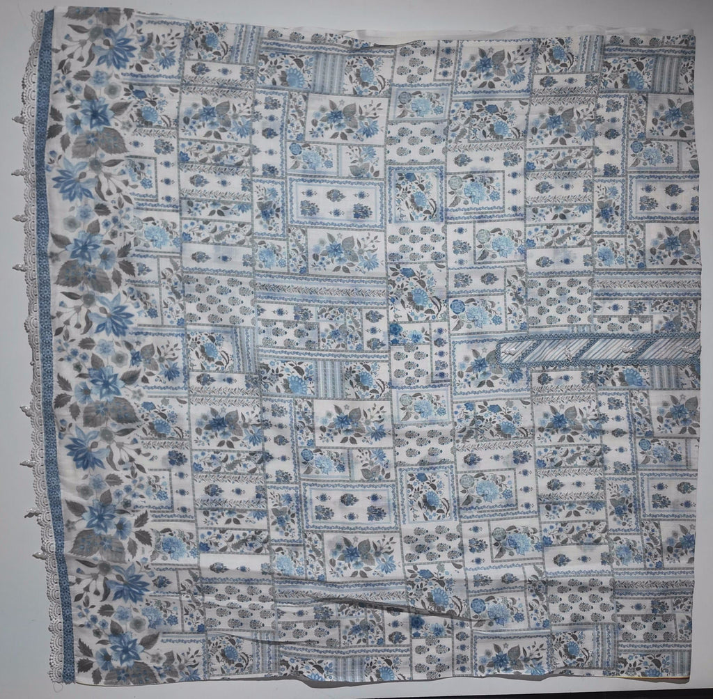 Artisan Blue Blossom Unstitched Suit Fabric",