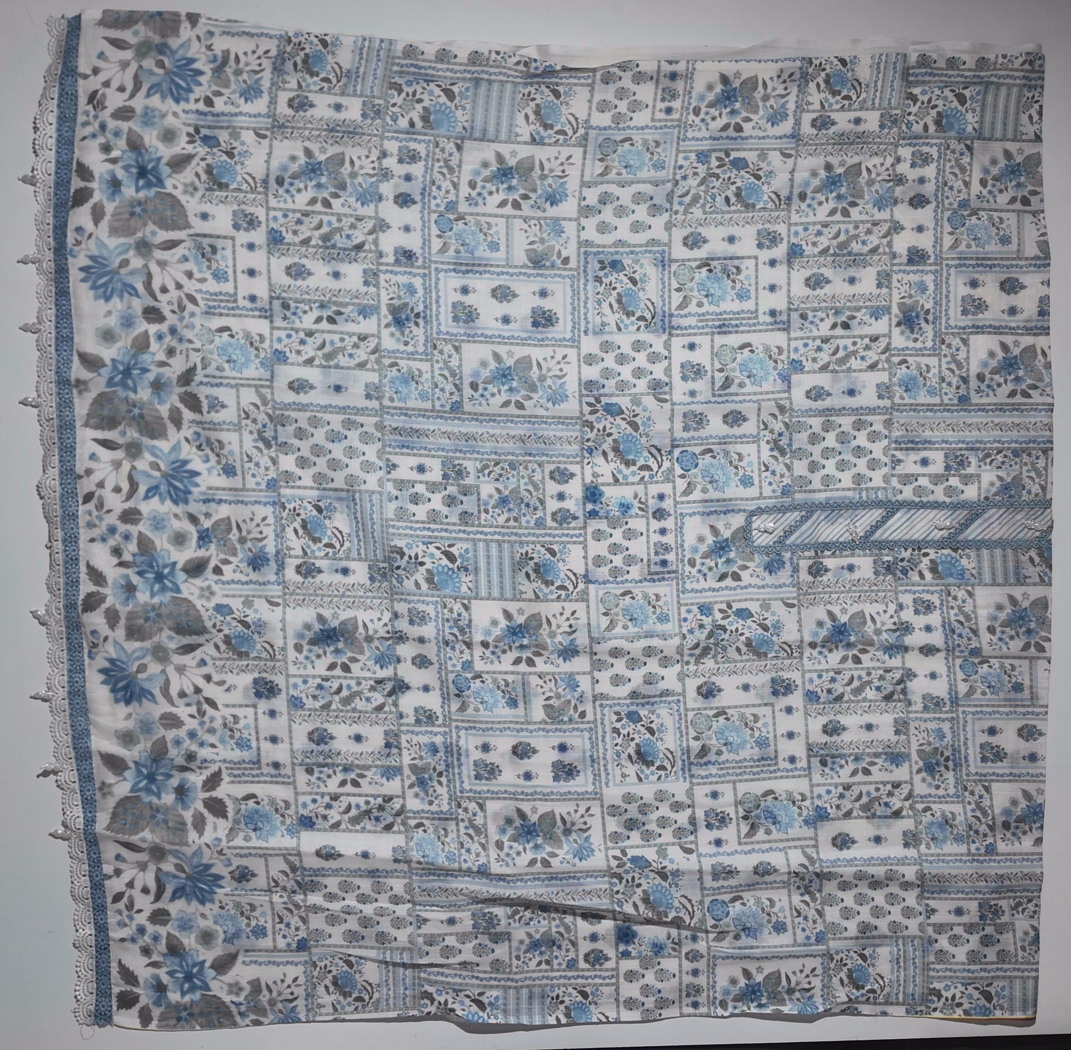 Artisan Blue Blossom Unstitched Suit Fabric",
