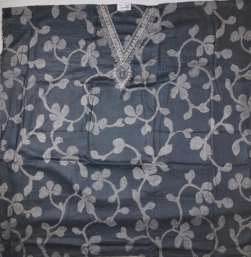 Midnight Blossom: Luxurious Unstitched Suit with Intricate Embroidery