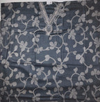Midnight Blossom: Luxurious Unstitched Suit with Intricate Embroidery
