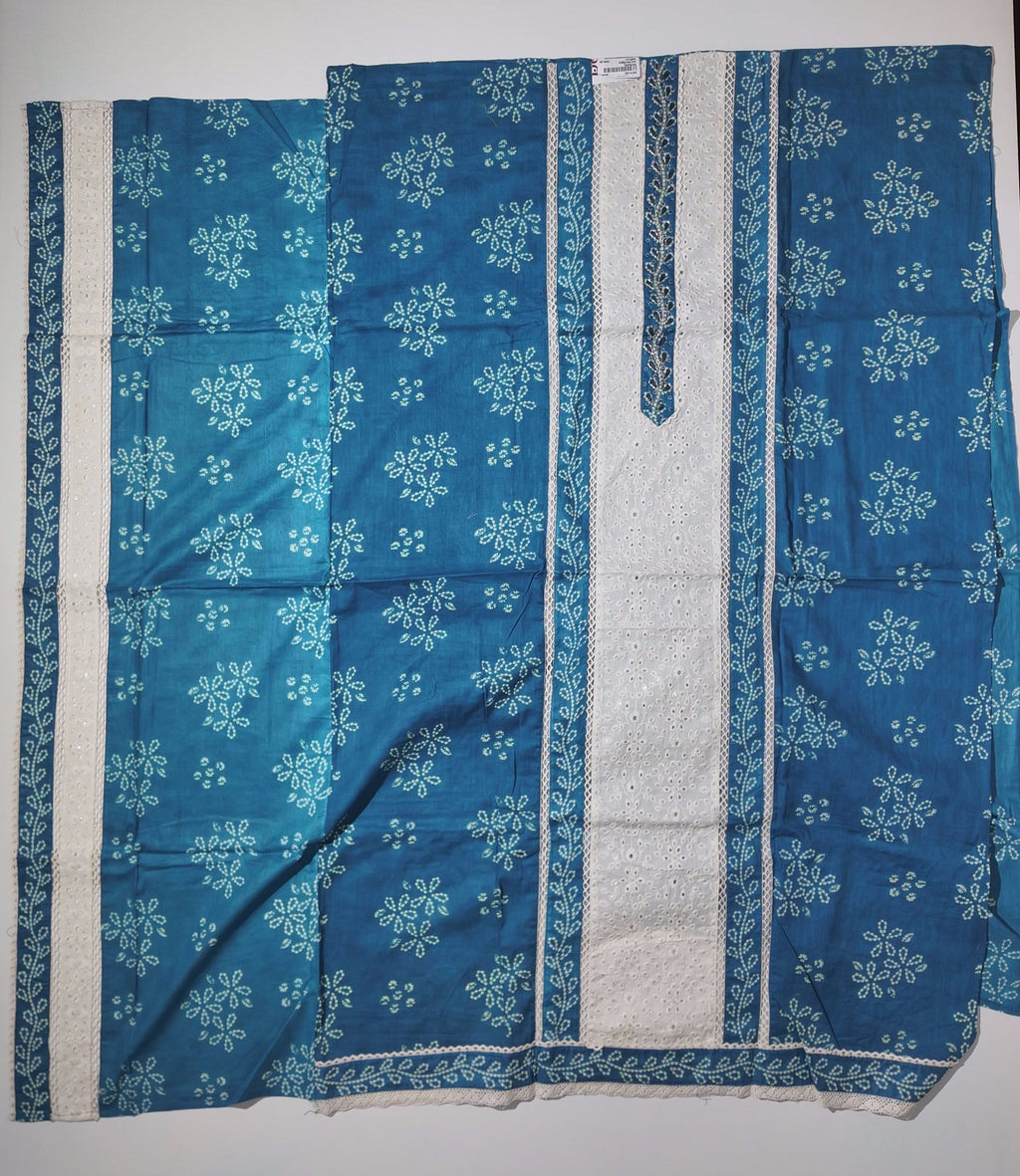 Azure Blossom Symphony: Unstitched Embellished Ensemble