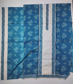 Azure Blossom Symphony: Unstitched Embellished Ensemble
