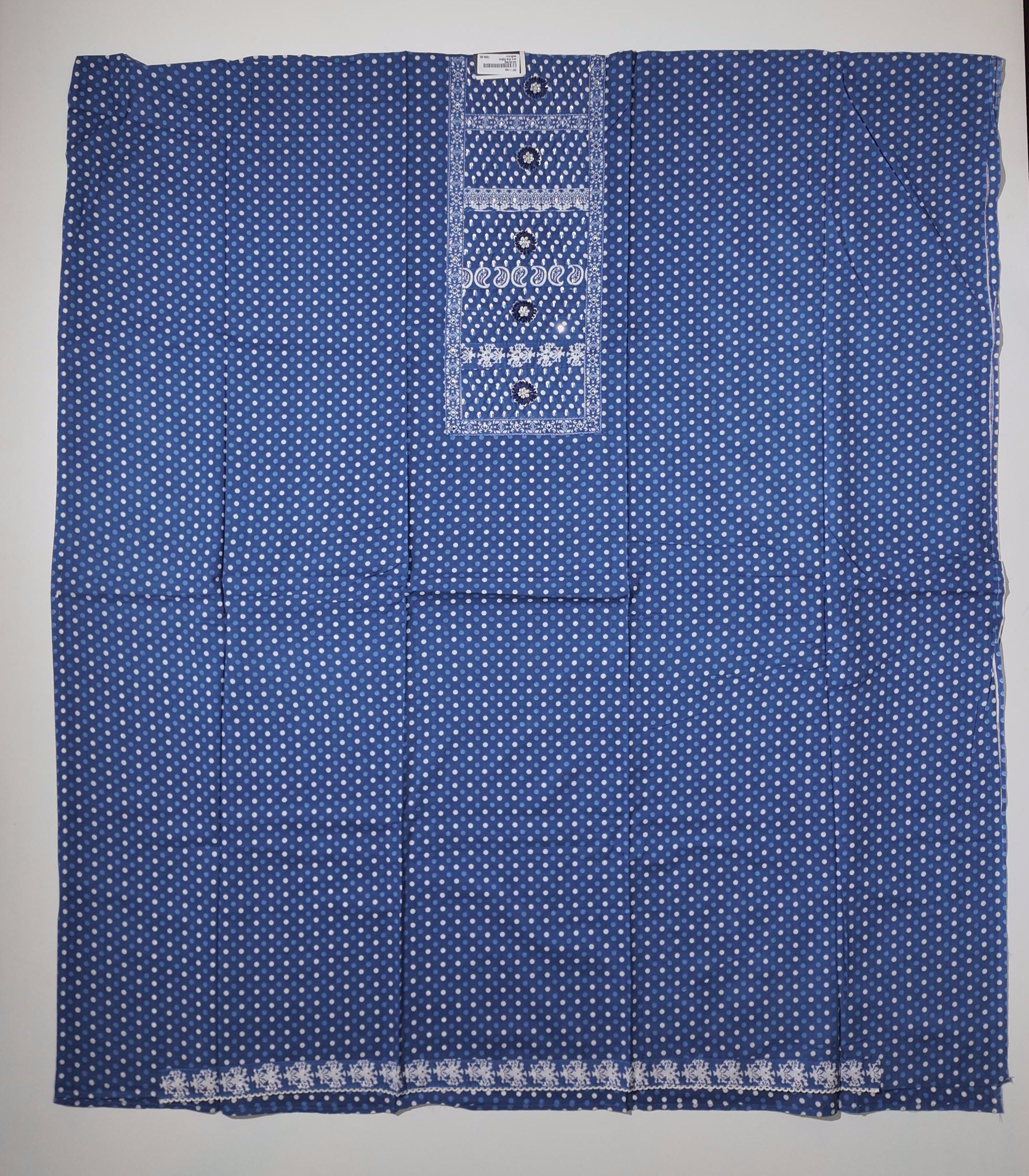 Charming Azure Unstitched Suit with Intricate Patterns