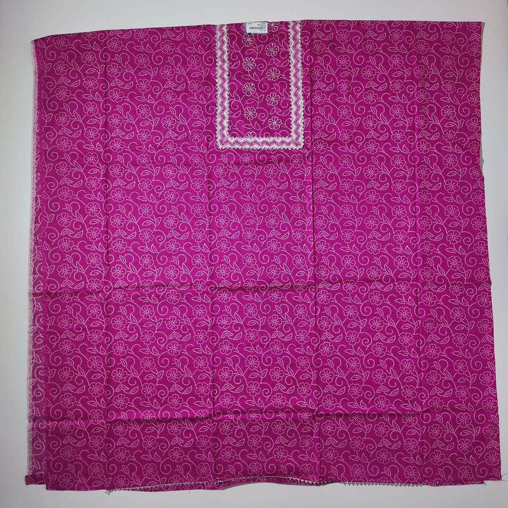 Vibrant Fuchsia Unstitched Suit with Intricate Embroidery